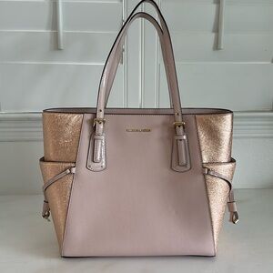 Michael Kors East West Rose Gold Voyager Tote